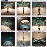WERFACTORY Tiffany Lamp Bedside Table Lamp, Sea Blue Stained Glass Dragonfly Desk Reading Light, Thin Metal Leaf Base 8X10X21 Inches Decor Small Space Bedroom Home Office LED Bulb Included S147 Series - Glow-Paradise