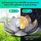 Huaxu Solar Lights Outdoor Garden, Crackle Globe Glass Lotus Decoration, Waterproof LED Metal Flower Lights for Patio,Lawn,Walkway,Tabletop,Ground - Glow-Paradise