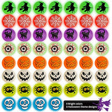 72 Glow in The Dark Bouncing Balls,8 Halloween Theme Designs for Halloween Party Favor Supplies, School Classroom Game Rewards, Trick or Treating Goodie, Halloween Miniatures/Prizes(with pouch bag) - Glow-Paradise