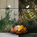 Huaxu Solar Light Outdoor Waterproof Garden Light Metal Glass Decorative LED Lotus Flower Table Lamp - Glow-Paradise