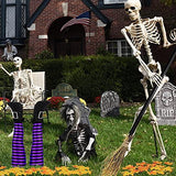 RUODON Halloween Witch Legs 13 Inches Upside Down Wicked Witch Legs Prop with Broomstick and Maple Leaves for Patio, Yard Witch Legs Decorations, Purple and Black - Glow-Paradise