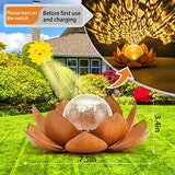AIINY Solar Light Outdoor(2Pack), Art Crackle Globe Glass Lotus Decoration, Solar LED Waterproof Metal Flower Lights for Patio,Lawn,Walkway,Tabletop - Glow-Paradise
