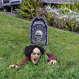 FUN LITTLE TOYS Crawling Zombie Halloween Decorations with LED Light-Up Eyes and Sound, Scary Zombie Groundbreaker Halloween Decor, Outdoor, Yard - Glow-Paradise