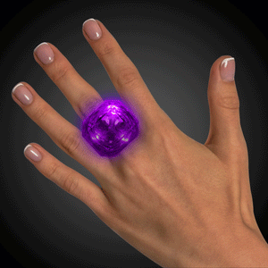 Light-Up Flashing Supersized Diamond Ring (Purple Color, 1 Pair Per Pack) - Glow-Paradise