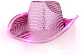 LED Flashing Cowboy Hat With Sequins (Pink Color, 1 Quantity Per Pack) - Glow-Paradise