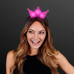 LED Light Up Crown Headband (Pink Color, 1 Quantity Per Pack) - Glow-Paradise
