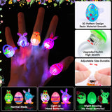 50 pcs Easter Flash LED Light Up Rings Glow in the Dark Party Supplies (Assorted Colors, 50 Pieces Per Pack) - Glow-Paradise