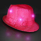 LED Light Up Flashing Fedora Hat with Sequins (Pink Color, 1 Quantity Per Pack) - Glow-Paradise