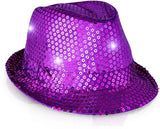 LED Light Up Flashing Fedora Hat with Sequins (Purple Color, 1 Quantity Per Pack) - Glow-Paradise