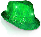 LED Light Up Flashing Fedora Hat with Sequins (Green Color, 1 Quantity Per Pack) - Glow-Paradise