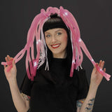 LED Light Up Noodle Headband Flashing Dreads (Pink Color, 1 Quantity Per Pack) - Glow-Paradise