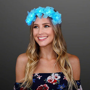 LED Light Up Flowers Halo Headband (Blue Color, 1 Quantity Per Pack) - Glow-Paradise