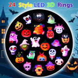 Halloween Flash LED Light Up Necklaces Rings Bracelets Brooches Toys Treats Glow in the Dark Party Supplies (42 Pieces Per Pack) - Glow-Paradise