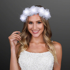 LED Light Up Flowers Halo Headband (White Color, 1 Quantity Per Pack) - Glow-Paradise