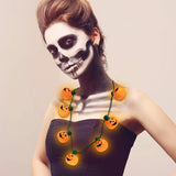LED Light Up Pumpkin Necklace - Halloween Glass Pendant Necklaces for Party Decoration - Glow-Paradise