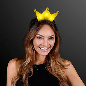 LED Light Up Crown Headband (Yellow Color, 1 Quantity Per Pack) - Glow-Paradise