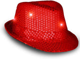 LED Light Up Flashing Fedora Hat with Sequins (Red Color, 1 Quantity Per Pack) - Glow-Paradise