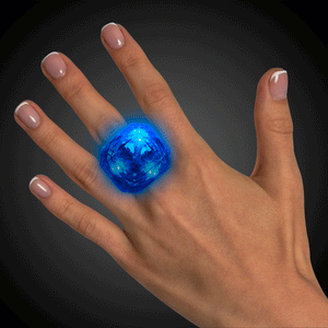 Light-Up Flashing Supersized Diamond Ring (Blue Color, 1 Pair Per Pack) - Glow-Paradise