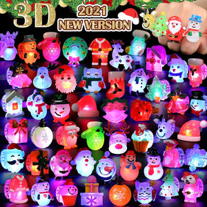 50 pcs Christmas Flash LED Light Up Rings Glow in the Dark Party Supplies (Assorted Colors, 50 Pieces Per Pack) - Glow-Paradise