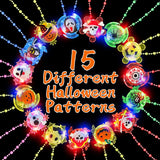 Halloween Flash LED Light Up Spin Necklaces Glow in the Dark Party Supplies (15 Necklaces Per Pack) - Glow-Paradise