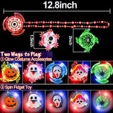 Halloween Flash LED Light Up Spin Necklaces Glow in the Dark Party Supplies (15 Necklaces Per Pack) - Glow-Paradise