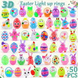 50 pcs Easter Flash LED Light Up Rings Glow in the Dark Party Supplies (Assorted Colors, 50 Pieces Per Pack) - Glow-Paradise