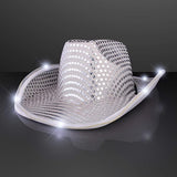 LED Flashing Cowboy Hat With Sequins (Silver Color, 1 Quantity Per Pack) - Glow-Paradise