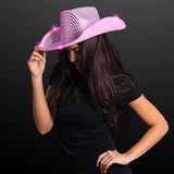 LED Flashing Cowboy Hat With Sequins (Pink Color, 1 Quantity Per Pack) - Glow-Paradise