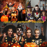 LED Flashing Light Up Halloween Pumpkin Jack O Lantern Necklace Holiday Party Bulbs for Party Decoration (4 Count Per Pack) - Glow-Paradise