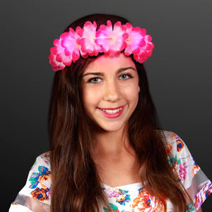 Autumn Festival Harvest Light Up Flower Crown Headband LED Lights (Pink Color, 1 Quantity Per Pack) - Glow-Paradise