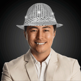 LED Light Up Flashing Fedora Hat with Sequins (Silver Color, 1 Quantity Per Pack) - Glow-Paradise