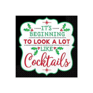 Christmas Cocktails Beverage Napkins (16 napkins to a pack) - Glow-Paradise