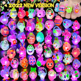 50 pcs Easter Flash LED Light Up Rings Glow in the Dark Party Supplies (Assorted Colors, 50 Pieces Per Pack) - Glow-Paradise