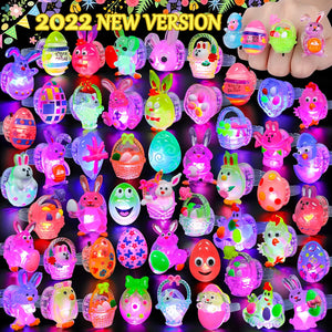 50 pcs Easter Flash LED Light Up Rings Glow in the Dark Party Supplies (Assorted Colors, 50 Pieces Per Pack) - Glow-Paradise