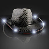 LED Flashing Cowboy Hat With Sequins (Black Color, 1 Quantity Per Pack) - Glow-Paradise