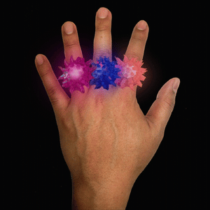 LED Flashing Jelly Porcupine Rings (Assorted Colors, 24 Rings Per Pack) - Glow-Paradise
