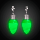 LED Light Up Bulb Clip-On Earrings (Green Color, 1 Pair Per Pack) - Glow-Paradise