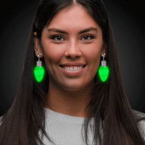 LED Light Up Bulb Clip-On Earrings (Green Color, 1 Pair Per Pack) - Glow-Paradise