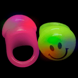LED Jelly Smiley Face Rings (Assorted Colors, 24 Rings Per Pack) - Glow-Paradise