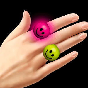 LED Jelly Smiley Face Rings (Assorted Colors, 24 Rings Per Pack) - Glow-Paradise
