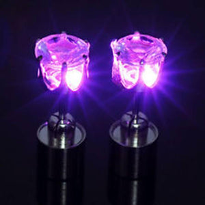 LED Light Up Diamond Shape Stud Earrings (Pink Color, 1 Pair Per Pack) - Glow-Paradise