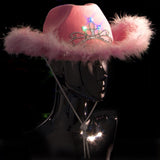 Premium LED Cowboy Hat (Pink Color, 1 Quantity Per Pack) - Glow-Paradise
