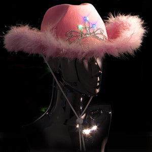 Premium LED Cowboy Hat (Pink Color, 1 Quantity Per Pack) - Glow-Paradise