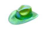 Neon Sparkly Iridescent Glitter Cowboy Hat (Metallic Green, 1 Quantity Per Pack) - Glow-Paradise
