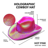 Neon Sparkly Iridescent Glitter Cowboy Hat (Metallic Pink, 1 Quantity Per Pack) - Glow-Paradise