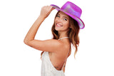 Neon Sparkly Iridescent Glitter Cowboy Hat (Metallic Pink, 1 Quantity Per Pack) - Glow-Paradise