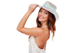 Neon Sparkly Iridescent Glitter Space Cowboy Hat (White Color, 2 Quantity Per Pack) - Glow-Paradise