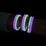 8 Inch Tri-Color Triple Wide Glow Bracelets/Wristbands - Red Green Blue (30 Counts Per Pack) - Glow-Paradise