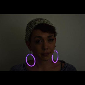 Glow In The Dark Hoop Earrings (Pink Color, 50 Pairs Per Pack) - Glow-Paradise