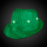 LED Light Up Flashing Fedora Hat with Sequins (Green Color, 1 Quantity Per Pack) - Glow-Paradise